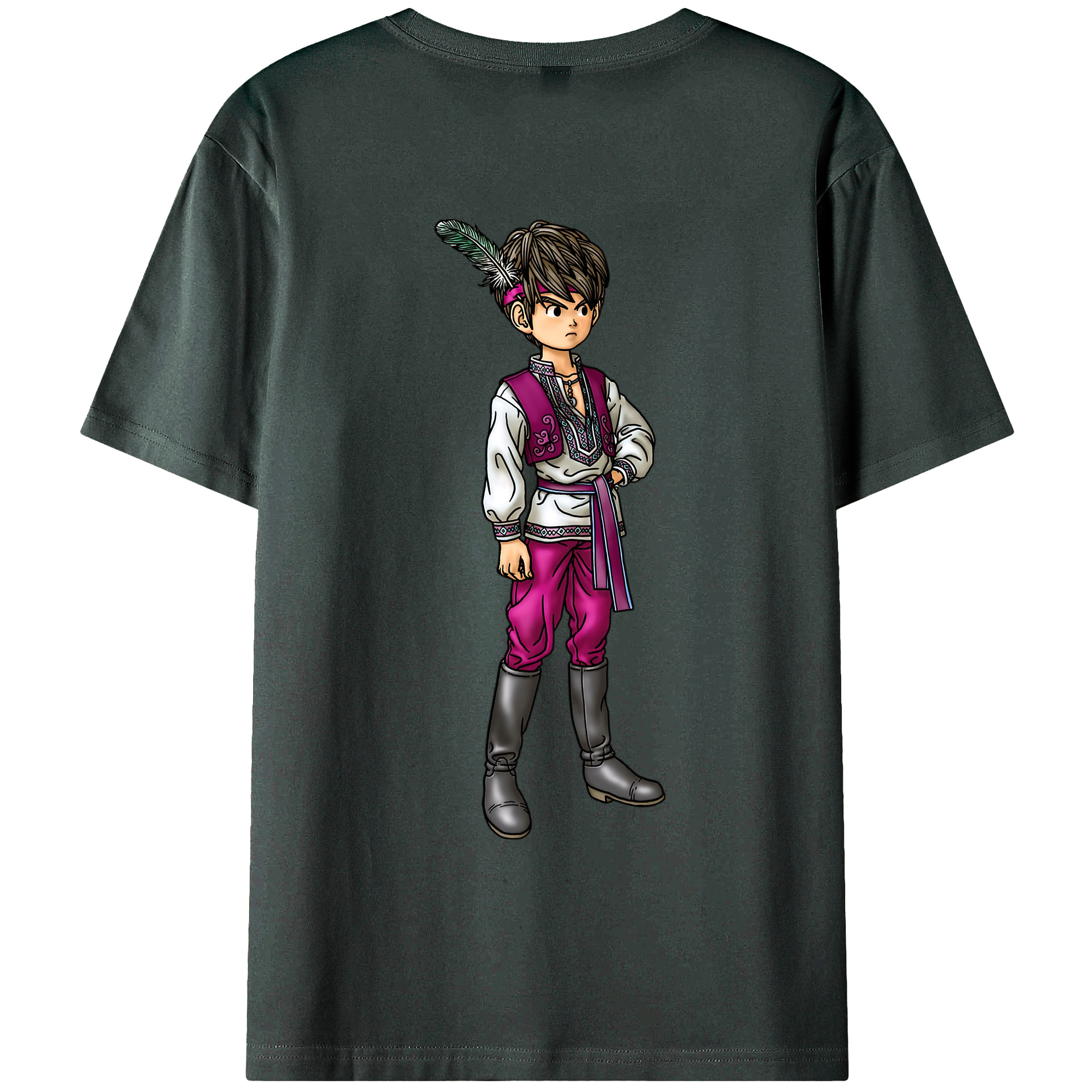 （画像用） ドラゴンクエスト Doragon Kuesuto Dragon Quest 綿100％ メンズ半袖Tシャツ（バックプリント） 通気性